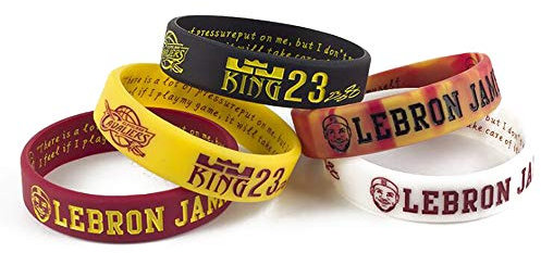 Lorh's store NBA Basketball Lebron James Porträt Armband Nummer 23 Silikon Inspirierende Wort Sport Schweißbänder 5 Pcs (Cleveland Cavaliers)