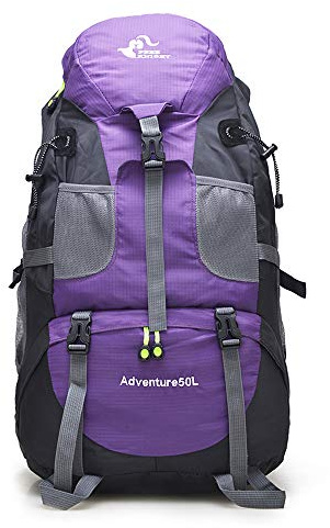 free knight 50 l wasserdichter ultraleichter Wanderrucksack, rahmenlos, Outdoor-Sport, Tagesrucksack, Reisetasche für Klettern, Camping, Touren, Bergsteigen, Angeln, violett, 50L UK