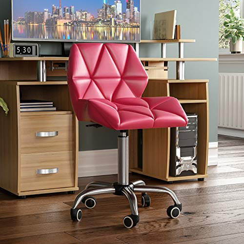 Vida Designs Geo Office Computer Chair, Pink, Gaming Secretary Adjustable Swivel Legs Lift Chrome Pu Faux-Leather (UKFR Certified)