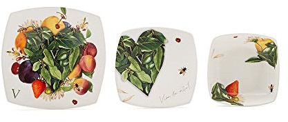 Set 3 Piatti Quadrati, CUORE VERDE
