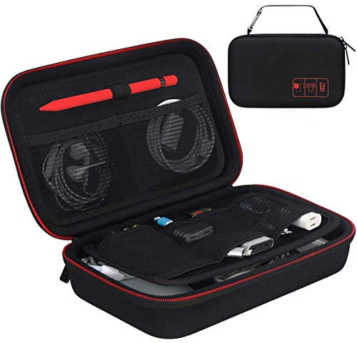 Canboc Hard Travel Electronic Organizer Case für MacBook Netzteil Ladegerät Kabel Apple Magic Mouse Power Bank Apple Pencil USB Flash Disk SD Karte Kleine tragbare Zubehör Tech Bag, Schwarz
