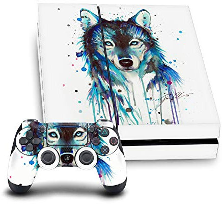 Head Case Designs Offizielle Zugelassen Pixie Cold Eiswolf Kunst Mix Vinyl Haut Gaming Aufkleber Abziehbild Abdeckung kompatibel mit Sony PlayStation 4 PS4 Console and DualShock 4 Controller Bundle