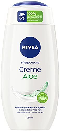 NIVEA Creme Aloe Shower Gel (250 ml), Freshly Scented Shower Gel with Velvety Soft Foam, Gently Cleansing Cream Shower with Natural Aloe Vera