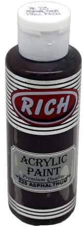 Rich Master Acrylic 120 cc Asphaltum, Hochwertige Wasserbasierte Acrylfarbe, Hohe Deckkraft, Halbmatte Oberfläche, Ideal Für Künstler, DIY-Projekte Und Dekorationen, Für Alle Oberflächen Geeignet