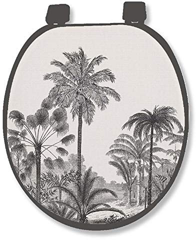 1001KDO HYGIENE & BEAUTE Abattant WC Palmiers Cocoty - Siège de toilette Rectangulaire en Bois d'ingénierie Tropical