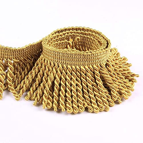 Yalulu Bullion Fransenborte, 3 Meter Polyester Metallisierte Fransen Bullion Fransenband Dekoborte für Vorhänge, Sofa, Handwerk & Dekoration (Gold)