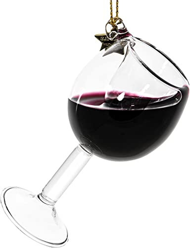 SIKORA Rotwein Glas besondere Weihnachtskugel Glas Christbaumschmuck Deko Figur Weihnachten Anhänger Ornament - Trend Line - BS552
