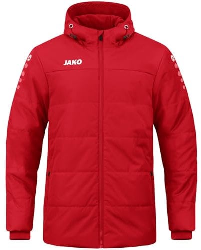 JAKO Kinder Coachjacke Team mit Kapuze, Rot, 164