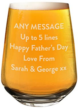 Personalised Craft Beer Wine GinGlass Tumbler 2/3 Pint 470ml Name Initials Any Message 5 Lines Fathers Day Birthday Stag Do Wedding Anniversary Custom