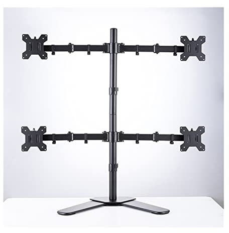 XILIN-1987 Monitor Mount Quad Four Monitor Mount Stand, Height Adjustable Free Standing 4 Screen Mount, Steel Monitor Desk Mount Bracket Fits Monitors Up to 32 Inches Monitor Arm Stand
