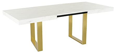 Magnetic Mobel Ausziehbar Esstisch Avia Esszimmertisch Wohnzimmertisch Küchentisch mit Metall Tischgestell (Tischgestell: Gold, Marmur)
