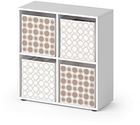 Vicco Raumteiler Tetra, stehendes Bücherregal, Weiß, 72 x 72.6 cm mit 4 Faltboxen Opt.2