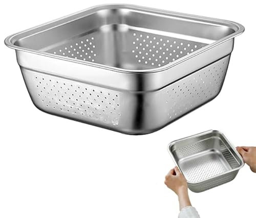 Alipis Passoire De Cuisine Passoire En Acier Inoxydable Égouttoir À Panier Carré Récipient De Fruits Bol À Mélanger Lavage Panier Pour Fruits Riz Aux