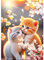 QENSPE 5D Peinture Diamant Adulte, Chaton Diamond Painting Complet Chats Diamant Kit Enfants, DIY Diamant Strass Point de Croix Cristal Painting pour Murale Décoration 30x40cm Fleurs
