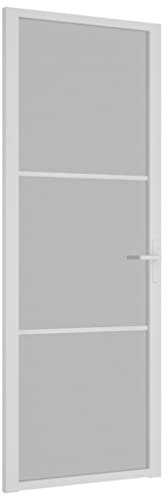 Bussandri Exclusive - Puerta interior 76 x 201,5 cm, color blanco mate y aluminio