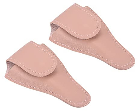 PATIKIL 4.5x2.6 Embroidery Scissors Sheath, 2 Pack PU Leather Nail Cuticle Scissor Cover Small Pointed Nippers Scissors Protective Case, Pink