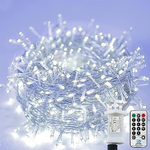LITYBY String Lights Plug in,25M/82ft 220LED Fairy Lights Main Poweed,8 Modes Garden Lights with Remote Control,Fairy Lights for Bedroom,Garden,Gazebo,Party,Christmas Decorations (Cold White)