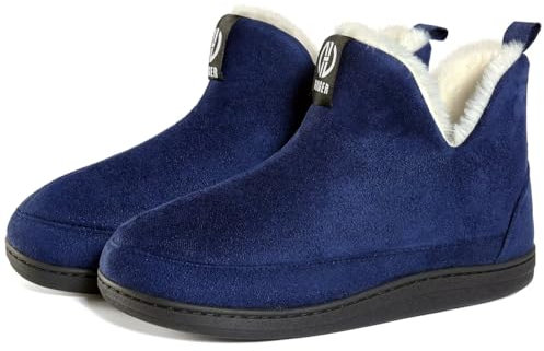 GURGER Botas y Zapatillas de Casa Invierno para Mujer y Hombre - Pantuflas Altas Botines Cerrados con Forro Cálido - Azul 36/37