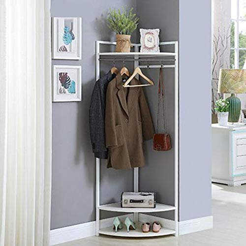 Freistehende Garderobe aus Metall, verschiedene Eckgarderobe, Eckgarderobe, Schlafzimmer, moderne, minimalistische Wohnzimmer-Kleiderbügel, weiß-40 x 167 cm