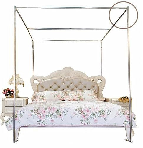 AdeptT Himmelbettrahmenpfosten in voller Größe, Edelstahl-Himmelbettrahmenpfosten, 4-Pfosten-Himmelbett, passend für Metallbetten, Holzbetten, Schlafzimmerdekor,Twin