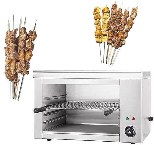 Horno eléctrico de salamandra, horno eléctrico comercial controlado termostáticamente, 2200 W Rejilla ajustable Aparato de cocina Acero inoxidable Asador Chop Steak Horno para pizza Pollo asado