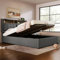 FEZTOY Polsterbett 160x200, Hydraulische Doppelbett mit USB C Steckdose, verstellbar Kopfteil, Rückenlehne Bett mit Stauraum und Lattenrost, Stauraumbett Jugendbett (Grau-onhe Matratze, 160x200)