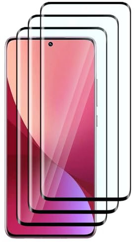 FWKDWHPH 3 Pièces Verre Trempé pour Xiaomi 12/12X,3D Couverture Complète,Anti-Rayures,9H Dureté,sans Bulles,HD Protection DéCran