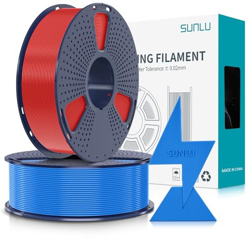 SUNLU PLA Filament Schnell Drucken 1.75mm, 3D Drucker PLA Filament mit Hoher Fließfähigkeit, Entwickelt für schnelles 3D Drucken, Rapid HS-PLA, Maßgenauigkeit +/- 0.02mm, 2KG Blau+rot