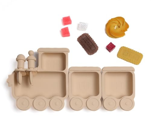 nohlerlife 5 piatti per bambini in silicone con forchetta, cucchiaio per bambini, con ventosa, antiscivolo, senza BPA, per bambini, lavastoviglie e forno a microonde (stile 3)