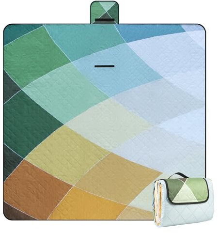 Leisuremix Picknickdecke isoliert 200 x 200cm XXL wasserdicht, 210D Oxford Campingdecke Stranddecke Ultraleicht, Picnic Blanket mit Tragegriff Outdoor Decke für 6-8 Personen, Bunt
