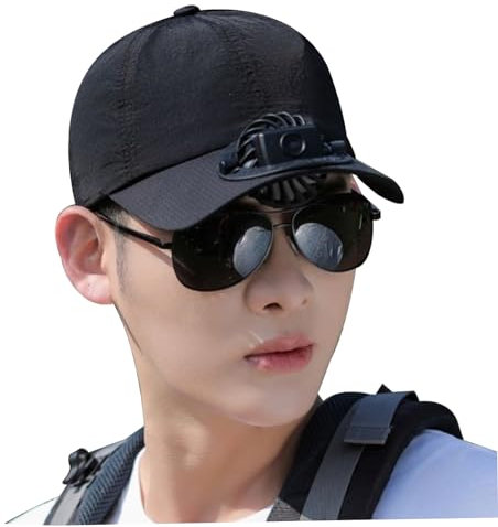 Yeory Hat with Fan for Men Sun-Shading Cooling Baseball Cap with Built-in Charging Fan Outdoor Hat Fan Baseball Cap (Black) for Fishing, Hiking, Golfing