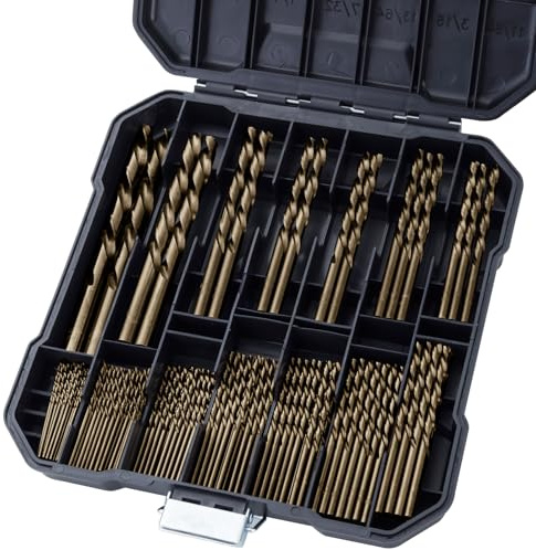 Sinyeenglon Cobalt Drill Bits Set for Hardened Metal and Stainless Steel, 99Pcs M35 High Speed Steel Twist Jobber Drill Bits 1/16-3/8, with Plastic Index Storage Case
