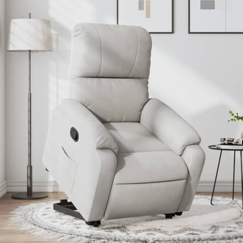 Homgoday Relaxsessel mit Aufstehhilfe, Fernsehsessel Relaxsessel mit Liegefunktion, Aufstehsessel Seniorensessel Polstersessel Ruhesessel TV Sessel für Wohnzimmer Hellgrau Mikrofasergewebe