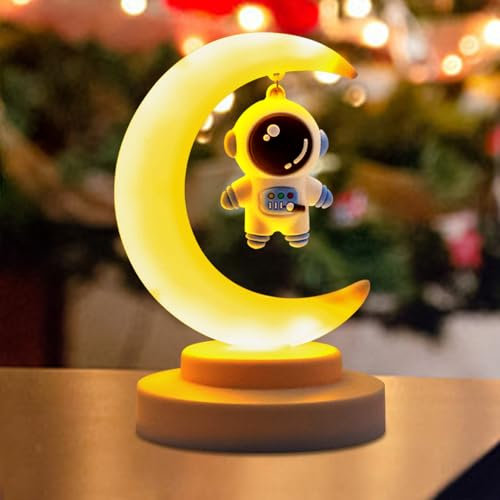 GAROMIA weihnachtsdeko Laterne Astronaut Kinder Tischlampe Weihnachtslampe Mond-Nachtlicht Weihnachtsdeko Spaceman Nachtlicht Kinderzimmer Weihnachtsdeko Beleuchtet Weihnachtsdeko Innen