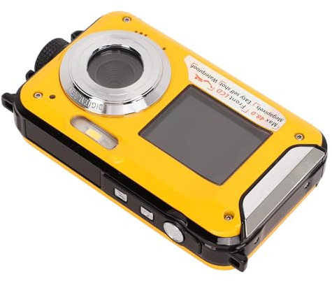 Fotocamera Subacquea, Fotocamera Subacquea da 11FT, Fotocamera Subacquea a Doppio Schermo Full HD 2.7K 48MP Autofocus Selfie con Cinghia Galleggiante, Fotocamera Subacquea con