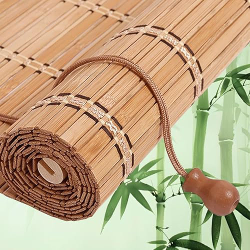 Retro Bambusrollo Natur Bambusrollo Raffrollo aus Bambus Verdunkelungsrollo Natur Holzrollos Sonnenschutz und Sichtschutz Rollo Anpassbar Rollo für Gewächshaus