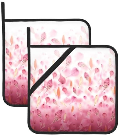 Juego de alfombrillas aisladas con estampado de pétalos rojos, soportes para ollas para cocina, apto para microondas, horno y parrilla al aire libre