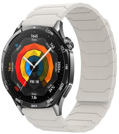 Hinnwer Correa 22mm Compatibles con Huawei Watch GT 6 46mm/GT 6 Pro 46mm/5/GT 5/GT 5 Pro/GT 4/4 46mm, Doble Magnética Silicona Pulsera Deportivo para Huawei Watch Ultimate 2 Luz Estelar