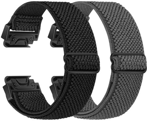 XANS Elastische Armband Kompatibel mit Garmin Fenix 8 51mm/Fenix 7x/7x Pro/Fenix 6x/6x Pro/Fenix 5x/5x Plus/Fenix 3/3 HR, 26mm Nylon Uhrenarmband für Garmin Enduro 2/Instinct 2X/Descent MK1/MK2