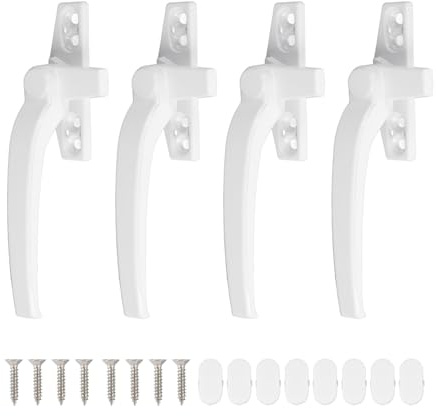Cranked Locking Window Handle Installation Kit Aluminum Alloy Window Handle Locking Left and Right Hand UPVC Window Handle Replacement, Offset Lockable Window Lever (Left Hand)
