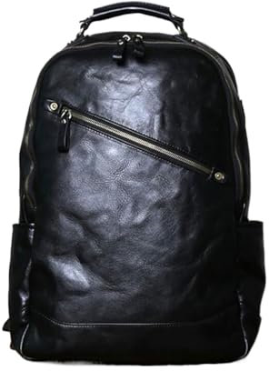 Lejdi Mochilas de cuero genuino de 18 pulgadas, bolsos for computadora portátil for hombres, bolsos for computadora, mochilas casuales, maletines, bolsos de viaje(Black)