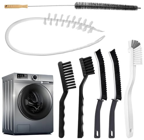7-Pcs Multi-Surface Cleaning Brush Kit with Washing Machine Inner Barrel Brush – Heavy-Duty Nylon Bristles for Home, Bathroom, Sink, Appliance, and Grout Cleaning (Includes 7 Professional Brushes)
