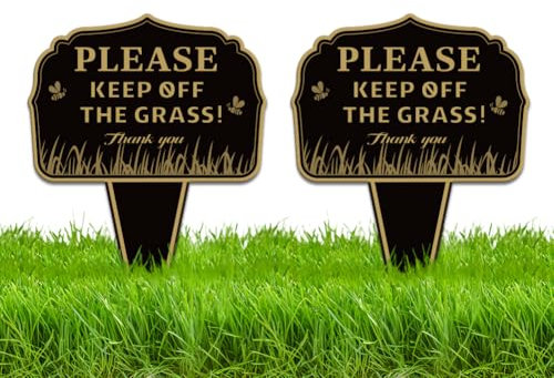 WEBEEDY 2 Pack Bleib Weg Vom Gras Schild für Hof Aluminium Bleib Weg Vom Gras Schild Draußen Kein Kacken Hundeschilder für Hof Wetterfeste Hofschilder mit Pfahl für den Außenbereich, 25x35cm