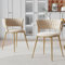 LIFEISLE Esszimmerstuhl 2er Set, Stühle mit Goldenen Metallbeinen, Samt Küchenstühle Schalenstuhl mit handgewebten Armlehne für Esszimmer, Wohnzimmer Beige