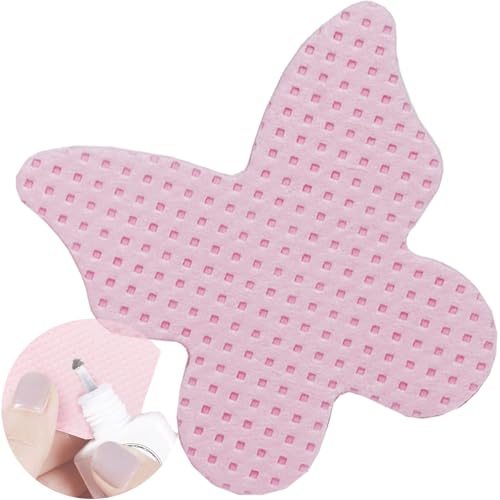 200 Pieces Pink Lash Glue Wipes, Nail Wipes, Butterfly Shape Lint Free Magic Wiper Cloth, Lash Extension Supplies (1 Box) (Simple Packaging)-(Pink Butterfly Shape)