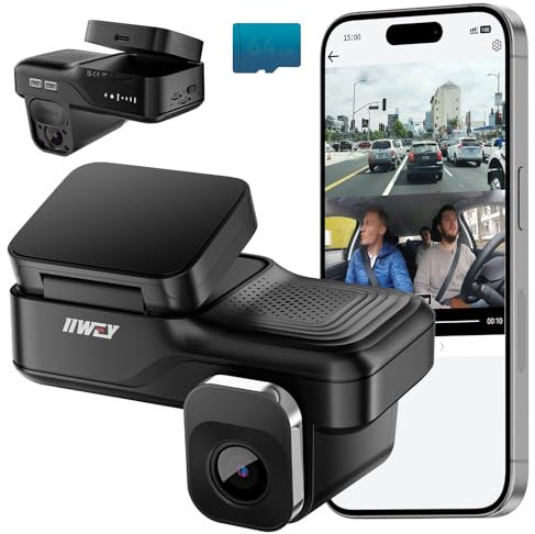 IIWEY L7 4G LTE Dash Cam Front and Inside| 24/7 Parking Monitoring | Real-Time Remote View | Smart Motion Alerts & Cloud Storage | Two-Way Audio, Privacy Mode (32G SD Card & SIM Card Includs)