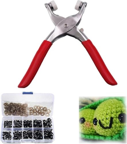 Safety Eyes for Crocheting,Safety Eye Pliers Safety Eye Snapper Tool Auxiliary Tool for Attaching Pliers for Amigurumi for Crocheting Crochet Tools with 135PCS 5-30mm Animal