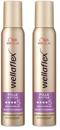 Wellaflex Fülle & Style Mousse coiffante pour femme - Tenue ultra forte jusqu'à 24 heures - Pour cheveux pleins et volumineux - Doux pour le cuir chevelu - Testé dermatologiquement - Sans silicone -