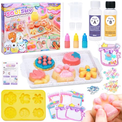 VBACALA 24PCS Kit de bricolage en silicone liquide Squishy, rapport de mélange AB 1:1 pour Taba DIY Squishy Maker pour pattes de chat super douces, fleurs, fraises, desserts, cadeau anti-stress(200ml)