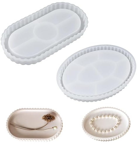2 Stücke INS-Style Oval Streifen Silikonform Tablett, Praktische Silikonformen GießFormen, Silikonformen Epoxidharz, Ideal als Giessformen Silikon für Handwerk & Haushaltsdeko